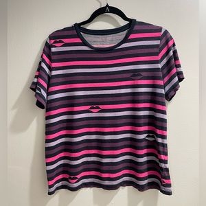♠️ kate spade ♠️ lips stripe tshirt size medium - pre-owned